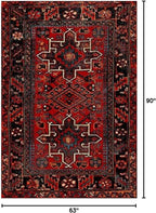 SAFAVIEH Vintage Hamadan Collection Area Rug - 5'3" x 7'6", Red & Multi, Traditional Persian Design, Non-Shedding & Easy to Clean, Ideal for Living Room, Bedroom, Dining Space (VTH211A)
