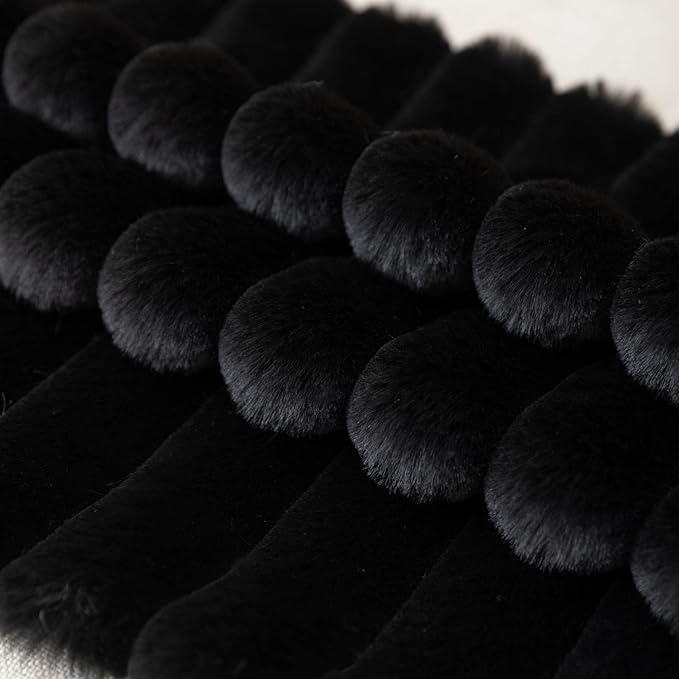ZLINA Set of 2 Black Faux Fur Decorative Throw Pillow Covers Fluffy Striped Pillowcase Cushion Covers 20 x 20 Inch Decor Sofa Couch Bedroom
