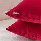 MIULEE Red Velvet Throw Pillow Covers 18x18 Soft Decorative Solid Square Cushion Cases Pack of 2 Modern Luxury Home Decor for Couch, Sofa, Bedroom