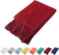 Homiest Decorative Knitted Throw Blanket with Fringe, Lightweight Blanket Acrylic Knit Blanket, Soft & Cozy Tassel Blanket for Couch Sofa Bed (Red, 60 x 80 Inch)