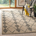 SAFAVIEH Bohemian Collection Area Rug - 6' Square, Beige & Black, Handmade Moroccan Tribal Jute, Ideal for High Traffic Areas in Living Room, Bedroom (BOH703Z) - size: 6' x 6' (Square)