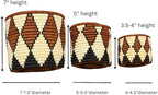 Handwoven African Planter Baskets (Set of 3) Sisal basket for Indoor Plant Pots Vase Home decor Storage Organizer Zen Designs Arts and Crafts (Brown and Natural Black)