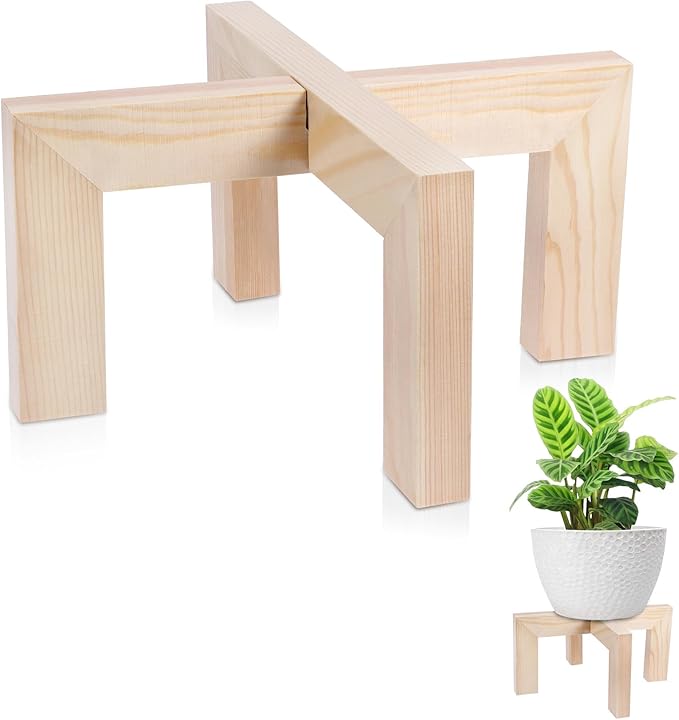 Plant Stand, Indoor/Outdoor Wood Plant Holder, Single Flower Pot Stand, Sturdy Planter Stands, Fit 5-9 Inch Pots