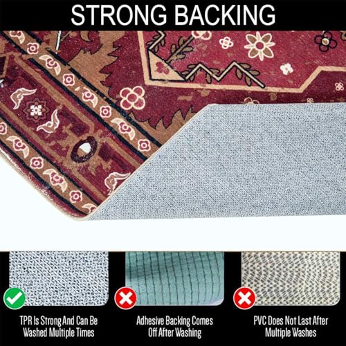 Tribal Rugs Washable Summer Tropical 3x5 Throw Carpet Wine Red Traditional Boho Vintage Oriental Rug for Bedroom Kitchen Living Room Indoor Entryway - color: Wine Red, size: 3' x 5'