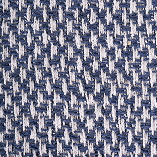 DII 100% Cotton Basket Weave Throw for Indoor/Outdoor Use Camping Bbq's Beaches Everyday Blanket, 50 x 60, Woven Stripe - color: Nautical Blue, size: 50x60"
