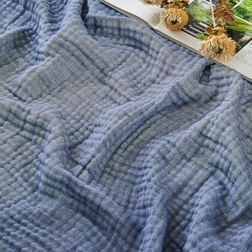 EMME Cotton Muslin Throw Blanket for Couch Breathable Gauze Soft Lightweight Blankets for Adults (Heather Navy, 50"x60") - color: 02 - Navy, size: Throw (50" X 60")