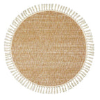 Collive Hand Woven Round Area Rug Soft Cotton Machine Washable Carpet 4ft Farmhouse Rugs with Tassels, Tan/Cream Circle Rugs for Bedroom Living Room Dining Room Table Office - color: Tan/Cream, size: 4' (Round)