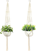 Macrame Plant Hanger, Hanging Planter Basket with Decorative Tassels, Decorative Flower Pot Holder for Indoor Outdoor Boho Home Decor, Set of 2 (Metal Hanging Ring)