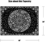 Neasow Bohemian Tapestry Wall Hanging, Black and White Floral Tapestry with Dotted Daisy Medallion Print Bedroom Boho Hippie Home Decor 36×48 inch