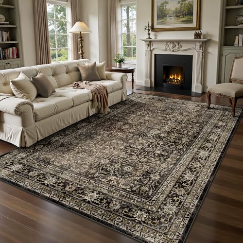 6x9 Area Rugs - Washable Vintage Retro Living Room Rug, Soft Ultra Thin Non Slip Low Pile Traditional Distressed Boho Carpet for Bedroom Dining Room Nursery Home Office, Brown - color: C-vintage Brown, size: 6x9