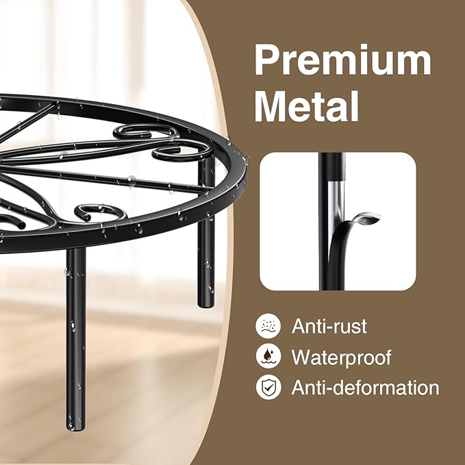 11.4 IN Plant Stand 1 PIC Metal Flower Pot Holders Indoor Tall 3.5'' Plant Rack Plant Riser Plant Shelf Accessories For Living Room Balcony Round Black