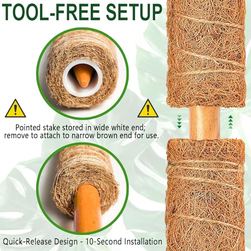 Soupiar 2 Pack 22 Inch Stackable Moss Pole - Thick & Sturdy Natural Coir Totem Plant Support & Garden Stakes for Monstera & Pothos, Indoor Climbing Vining Houseplants, 38" H Max - color: 2*22 inch