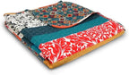 Lush Decor Boho Stripe Reversible Cotton Throw Blanket, 50" W x 60" L, Turquoise & Tangerine - Striped Throw Blankets for Bed - Couch Blanket - Boho Throw Blanket for Couch