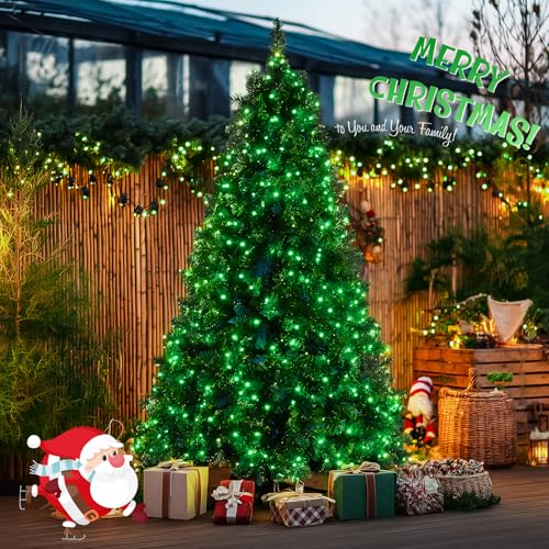 JMEXSUSS 2 Pack Solar String Lights Outdoor Waterproof, Total 66 FT 200 LED Solar Christmas Lights Outdoor, Twinkle Light for Christmas Tree Outside Garden Yard Xmas Decor, Green - color: Green, size: 100LED*2