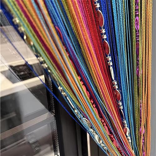 ave split 100cmX200cm Decorative Door String Curtain Beads Wall Panel Fringe Window Room Divider Blind for Wedding Coffee House Parts Door Divider Beads Tassel Screen Decoration (Colorfull 25) - color: Colorfull 25