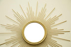 MAIKAILUN Sunburst Mirror, 24" Boho Mirror, Gold Sun Decorative Mirrors for Wall Decor, Small Mid Century Modern Small Living Room