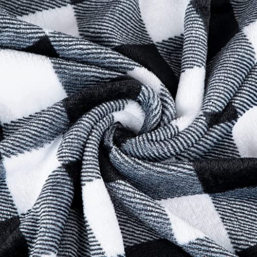 MACEVIA Flannel Fleece Throw Blanket for Couch, Buffalo Plaid Blanket Black and White, Lightweight Cozy Soft Blanket for Bed Sofa 260GSM, Suitable for All Seasons (White Black Checkered,60x50inches) - color: White Black Checkered, size: Flannel Fleece (50
