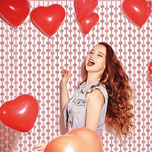 2 Pack 3.2ft x 6.6ft Valentine's Day Metallic Foil Fringe Curtain, Rose Gold Heart Shape Tinsel Curtains Streamers Photo Props Backdrop for Valentine's Day Engagement Wedding Party Decorations… - color: Rose Gold