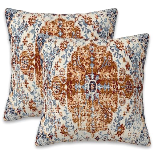 Ethnic Boho Throw Pillow Covers Set of 2 Rug Boho Style Ethnic Design Pillow Covers 16x16 Inch Modern Farmhouse Home Decorative Pillow Cases Cushion Cover for Sofa Living Room Office - color: Ethnic Boho, size: 16" x 16" (Pack of 2)