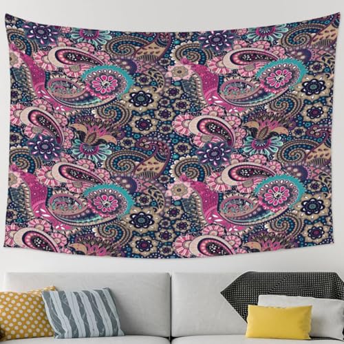 RTAFGU Perris Tapestry, Vintage Paisley Floral Pattern, Bohemian Ethnic Accent Aesthetic Wall Hanging Tapestries for Living Room, Bedroom, Dorm Party Home Decoration 91" L x 71" W - color: Perris_2804, size: 91"L x 71"W