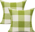 VAKADO 16x16 Set of 2 Outdoor Sage Green White Farmhouse Buffalo Plaids Decorative Throw Pillow Covers Retro Classic Check Square Cushion Cases Home Decorations for Couch Sofa Patio