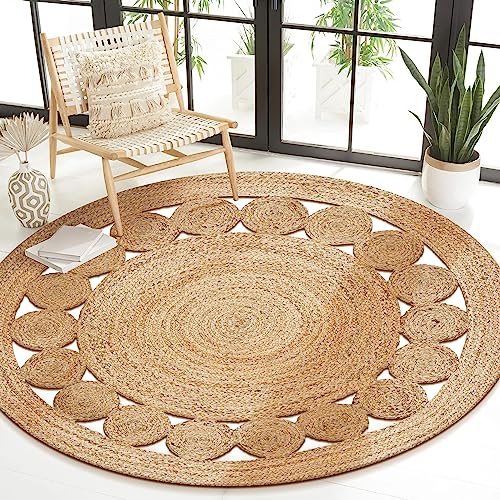 Savi Home Hand Woven Jute Braided Dot Rug, 3' Round - Natural, Reversible Area Rugs for Living Room, Farmhouse, Kitchen, Handcrafted 3 Feet Round Area Rugs - Natural - color: Natural, size: 3" (Round)