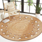 Savi Home Hand Woven Jute Braided Dot Rug, 3' Round - Natural, Reversible Area Rugs for Living Room, Farmhouse, Kitchen, Handcrafted 3 Feet Round Area Rugs - Natural - color: Natural, size: 3" (Round)