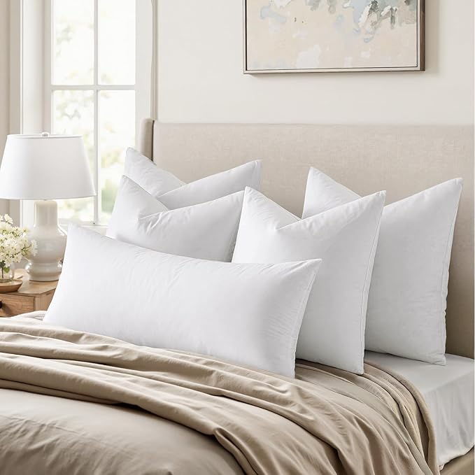 MIULEE Feather Pillow Insert 24x24, Decorative Down Throw Pillow Insert Fluffy Throw Pillow Cotton Fabric for Sofa Bed Couch