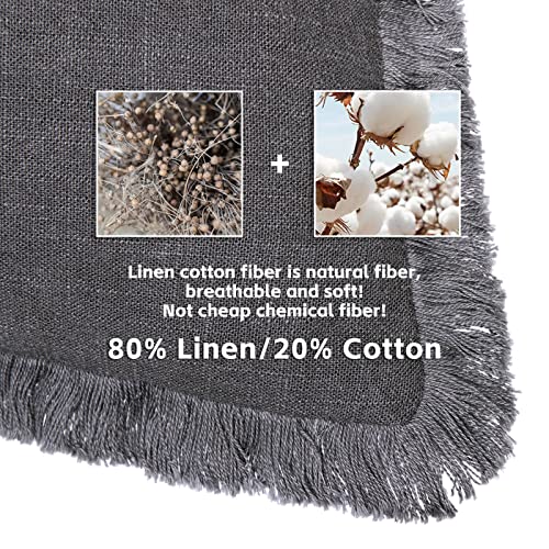 AmHoo Pack of 2 Linen Pillow Covers with Tassels Fringed Decorative Rustic Natural Throw Pillowcase Cushion for Couch Sofa Bedroom 20 x 20-Inch Dark Grey - color: Dark Grey, size: 20" x 20" (Pack of 2)