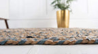Unique Loom Braided Chindi Collection Casual Modern Blue/Tan Area Rug (5' 0 x 8' 0)