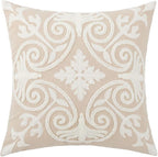 vctops Embroidery Cotton Decorative Throw Pillow Cover Boho Geometric Pattern Cushion Cover for Couch Sofa Bed (Geometric F,18"x18")