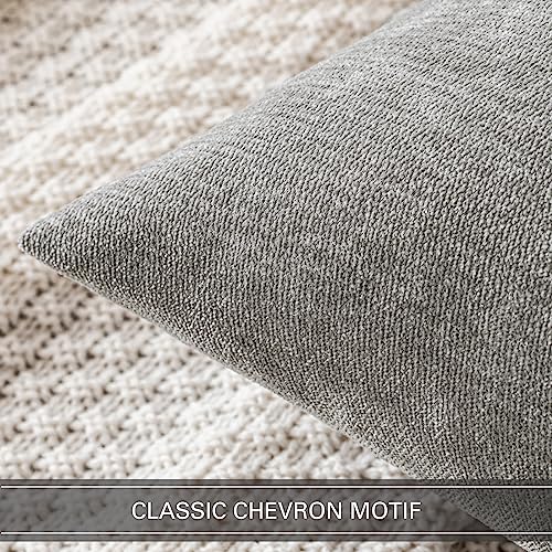 MIULEE Pack of 2 Light Grey Decorative Pillow Covers 18x18 Inch Soft Chenille Couch Throw Pillows Farmhouse Cushion Covers for Home Decor Sofa Bedroom Living Room - color: Light Grey, size: 18" x 18" (Pack of 2)