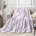 Floral Throw Blanket, Botanical Floral Blanket, Soft, Flannel, Warm, Boho Floral Bed Blanket All Season Flower Throw Blanket for Couch Bedroom Living Room, Purple 50X70 Inch