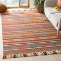 SAFAVIEH Area Rug 8x10 - Montauk Collection - Large - Rust & Multi, Handmade Cotton, Boho Stripe Fringe Design, Ideal for Living Room, Bedroom, Office, Dining Space (MTK901D) - color: Rust/Multi, size: 8' x 10' (Rectangular)