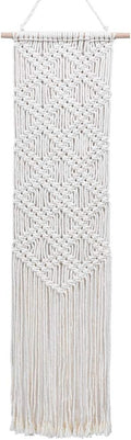 Ebristar Macrame Wall Hanging - Boho Chic Handmade Woven Tapestry - Modern Rustic Wall Art Home Decor - Apartment Dorm Bedroom Nursery Wall Decoration, 10" W x 39" L - Off-White