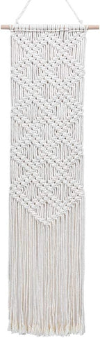 Ebristar Macrame Wall Hanging - Boho Chic Handmade Woven Tapestry - Modern Rustic Wall Art Home Decor - Apartment Dorm Bedroom Nursery Wall Decoration, 10" W x 39" L - Off-White