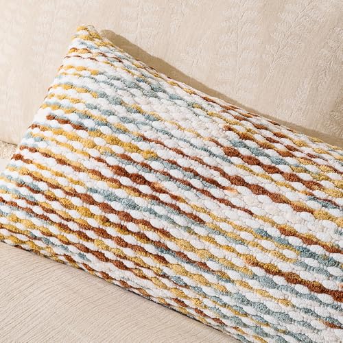 AmHoo Boho Chenille Pillow Cover Decorative Tufted Pillowcase for Couch Bed Sofa Bedroom Living Room Modern 14 x 36-Inch Brown - color: Brown, size: 36" x 14" (Pack of 1)