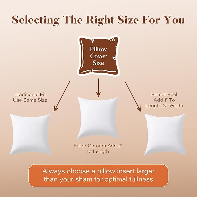 20x20 Feather Down Pillow Inserts Set of 2, Decorative Pillows with 100% Coton Cover, Throw Pillow for Bed, Couch and Sofa.