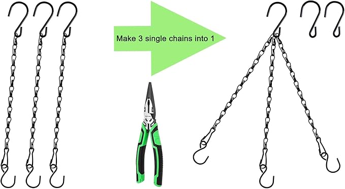 Chain for Hanging Plants,11 Inch Black Hanging Chain, Small Hanging Basket Chain Kits with Hooks for Bird Feeder Hanging Basket Extender Porch Wind Chime (Black, 11 Inch-12PCS)