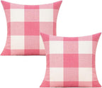 VAKADO Valentines Pink Throw Pillow Covers 18X18 Set of 2 Valentines Day Decoration Wedding Love Cushion Cases Buffalo Plaids Check Decorative Home Decor for Couch Sofa Patio Outdoor Bedroom