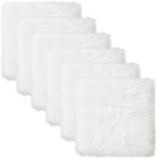 Softlife White Faux Fur Sheepskin Chair Cover 6 PCs Seat Cushion Pad Super Soft Area Rugs for Living Bedroom Sofa Dorm (1.6ft x 1.6ft)