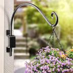 Qiang Ni Plant Hanger Outdoor: 22 Inch Bird Feeder Bracket for Garden Patio Decor - Swivel Adjustable Wall Mount Plant Hook for Hanging Flower Baskets