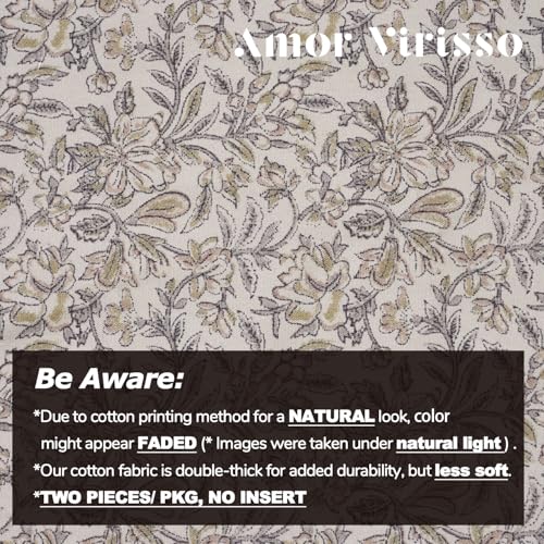 Amor Virisso Floral Throw Pillow Covers 24x24 Set of 2 Vintage Block Print Pillow Covers Decorative Pillow Covers Couch Pillows for Living Room Farmhouse Accent Sofa Pillows, Yellow/Sand - color: Yellow/Sand, size: 24" x 24" (Pack of 2)