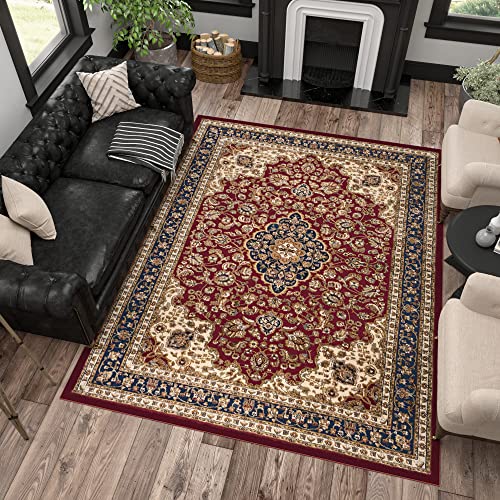 8x10 Area Rug for Living Room, Dining Room, Bedroom, Entryway | Alfombras para Salas | Large Rugs for Indoor | Traditional, Oriental | Red 7'10'' x 10'3'' - color: Red - Kirsten, size: 7'10" x 10'3" (Rectangular)