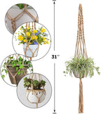 LINXIU Macrame Plant Hangers Jute Plant Hanger Indoor Hanging Plants Holders with 2 Hooks for Home Decor Wall Flower Pots Basket 2 Packs