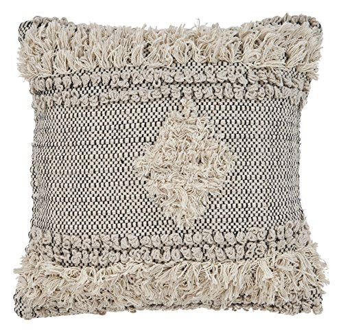 LR Home 20" x 20" Inches Geometric Cotton Throw Pillow Covers For Home Decor | Shabby Chic Boho Cushion Covers For Throw Pillows | Perfect For Living Room Couch & Bedroom Decorations | Black/Beige - color: Black/Beige, size: 20" x 20" (Pack of 1)