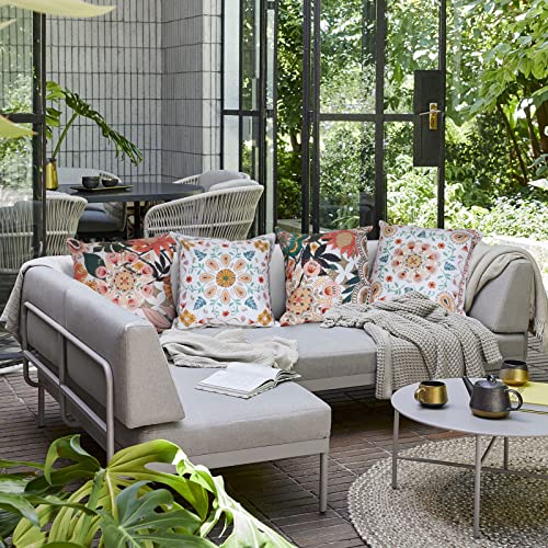Bonhause Boho Pillow Covers 18x18 Set of 4 Outdoor Bohemian Mandala Decorative Throw Pillow Cases Soft Velvet Pillows for Garden Patio Sofa Couch Car Bedroom Home Decor - color: Orange, size: 18" x 18" (Pack of 4)