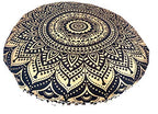 CRAFT KALA 32" Large Round Bohemian Floor Pillow Cover Boho Pouf Cover Mandala Meditation Room Pillows Cover Adults Seating Poufs Cushion Cover for Kids Reading Playroom Black Gold Ombre - color: Black Gold Ombre