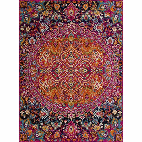 Hauteloom New Marlbora Living Room, Bedroom Area Rug - Traditional - Burgundy, Burnt Orange, Ivory - 5'3" x 7'3" - color: Burgundy, Burnt Orange, Ivory / New Marlboro, size: 5'3" x 7'3" (Rectangular)