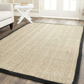 SAFAVIEH Area Rug 6x9 - Natural Fiber Collection - Natural & Black, Seagrass, Herringbone Pattern with Border (NF115C) - color: Natural/Black, size: 6' x 9' (Rectangular)